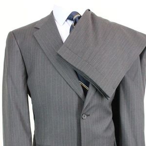 44R Hart Schaffner Marx Charcoal Wool Suit